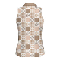 Hawaiian Palaka Quilt Pattern Women Sleeveless Polo Shirt Hawaii Culture Bird of Paradise Exotic Motif - Polynesian Pride