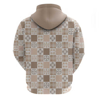 Hawaiian Palaka Quilt Pattern Zip Hoodie Hawaii Culture Bird of Paradise Exotic Motif - Polynesian Pride