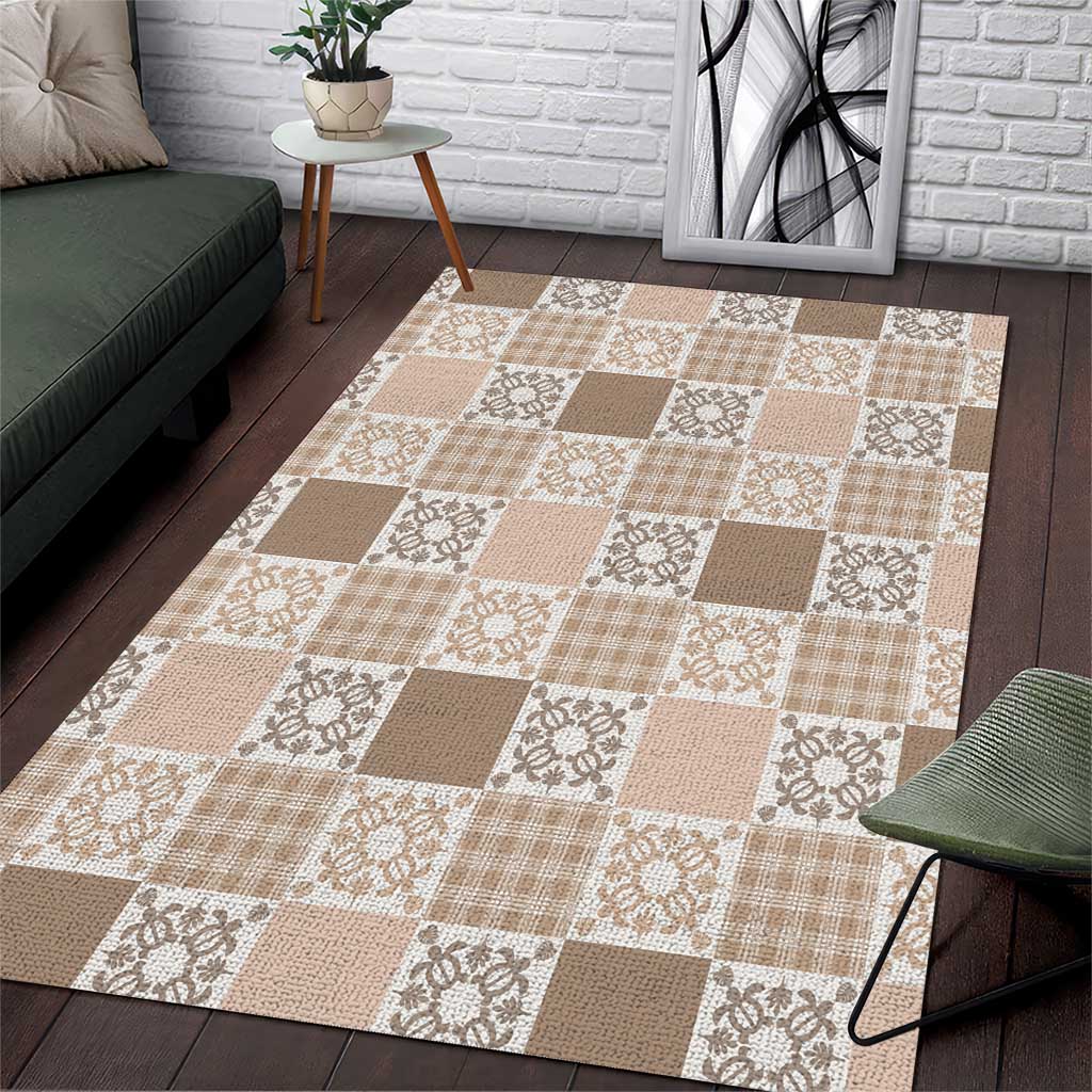 Hawaiian Palaka Quilt Pattern Area Rug Hawaii Culture Honu Turtle - Polynesian Pride