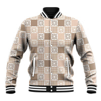 Hawaiian Palaka Quilt Pattern Baseball Jacket Hawaii Culture Honu Turtle LT9 Unisex Beige - Polynesian Pride
