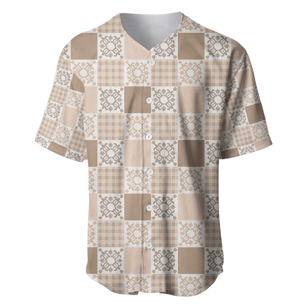 Hawaiian Palaka Quilt Pattern Baseball Jersey Hawaii Culture Honu Turtle - Polynesian Pride