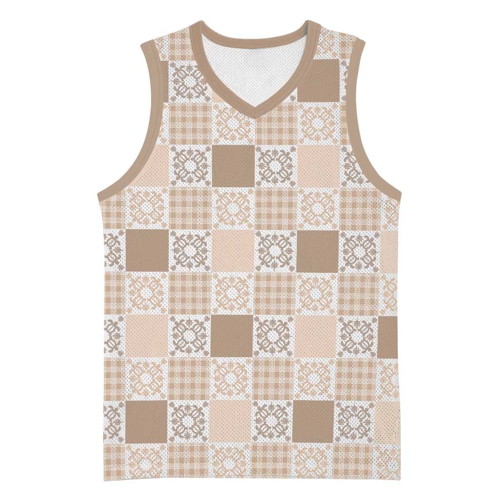 Hawaiian Palaka Quilt Pattern Basketball Jersey Hawaii Culture Honu Turtle - Polynesian Pride