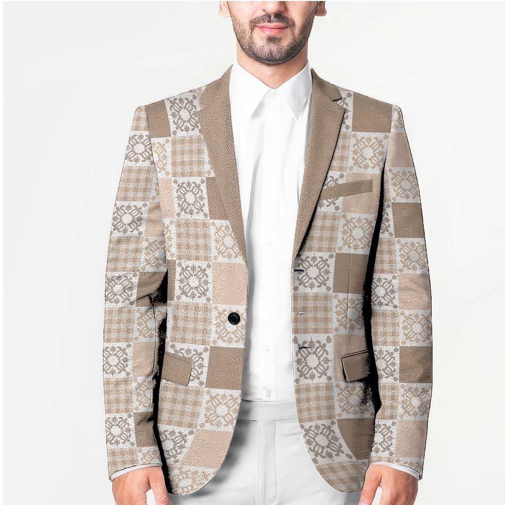 Hawaiian Palaka Quilt Pattern Blazer Hawaii Culture Honu Turtle LT9 - Polynesian Pride