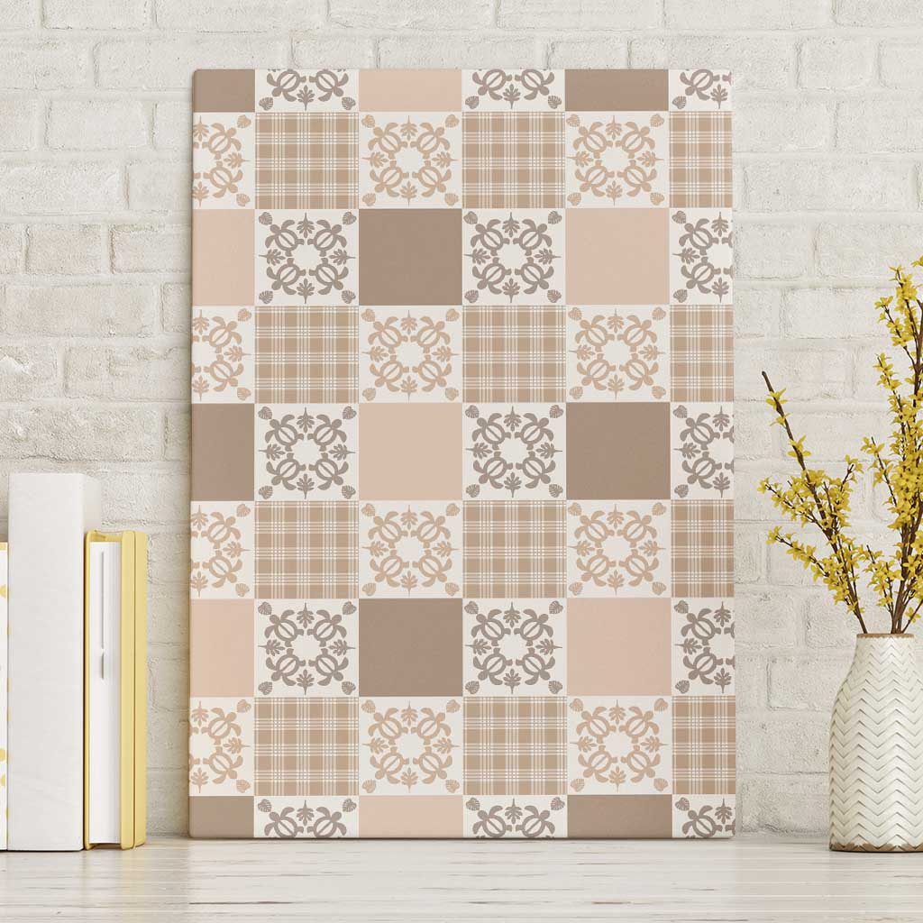 Hawaiian Palaka Quilt Pattern Canvas Wall Art Hawaii Culture Honu Turtle - Polynesian Pride
