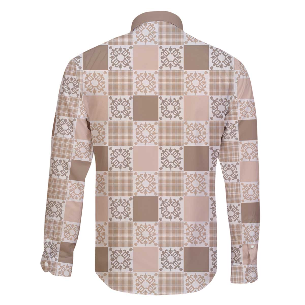 Hawaiian Palaka Quilt Pattern Family Matching Off The Shoulder Long Sleeve Dress and Hawaiian Shirt Hawaii Culture Honu Turtle - Polynesian Pride