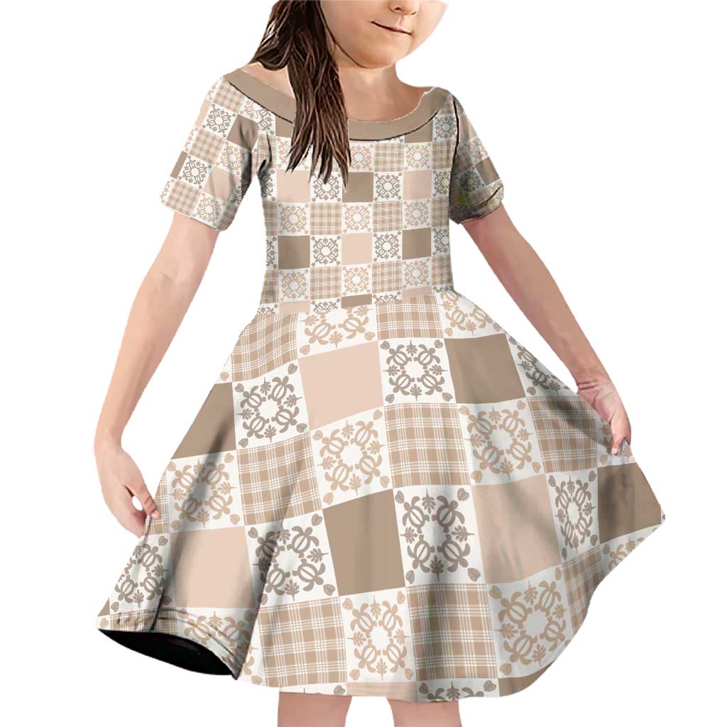 Hawaiian Palaka Quilt Pattern Family Matching Off Shoulder Short Dress and Hawaiian Shirt Hawaii Culture Honu Turtle - Polynesian Pride