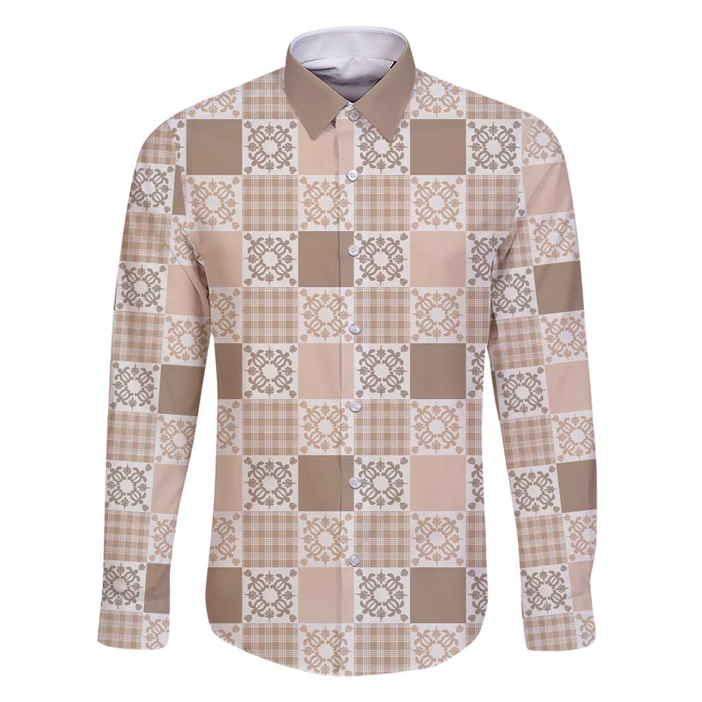 Hawaiian Palaka Quilt Pattern Family Matching Short Sleeve Bodycon Dress and Hawaiian Shirt Hawaii Culture Honu Turtle - Polynesian Pride