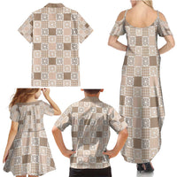 Hawaiian Palaka Quilt Pattern Family Matching Summer Maxi Dress and Hawaiian Shirt Hawaii Culture Honu Turtle - Polynesian Pride