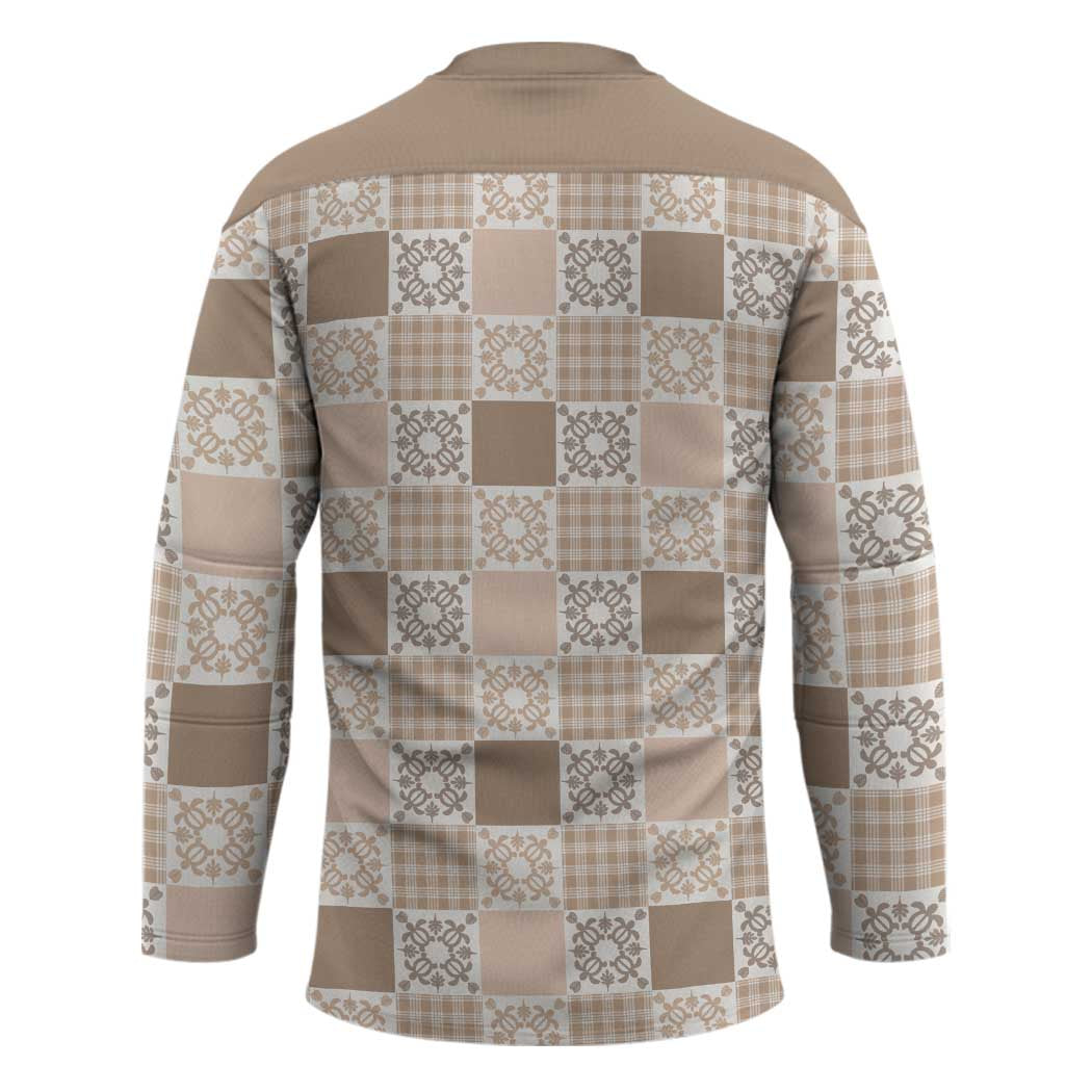 Hawaiian Palaka Quilt Pattern Hockey Jersey Hawaii Culture Honu Turtle - Polynesian Pride