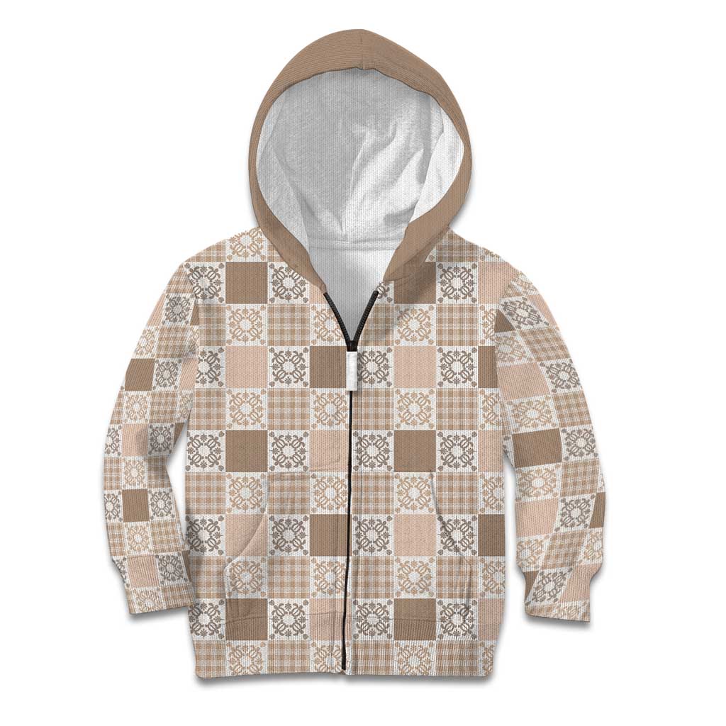 Hawaiian Palaka Quilt Pattern Kid Hoodie Hawaii Culture Honu Turtle - Polynesian Pride