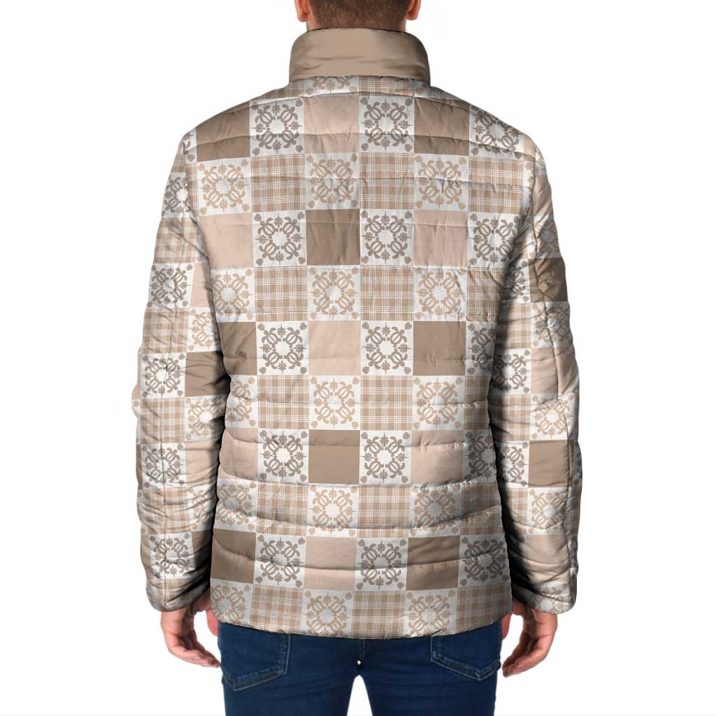 Hawaiian Palaka Quilt Pattern Padded Jacket Hawaii Culture Honu Turtle LT9 - Polynesian Pride