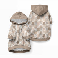 Hawaiian Palaka Quilt Pattern Pet Hoodie Hawaii Culture Honu Turtle LT9 Pullover Beige - Polynesian Pride