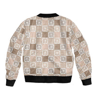 Hawaiian Palaka Quilt Pattern Sleeve Zip Bomber Jacket Hawaii Culture Honu Turtle LT9 - Polynesian Pride