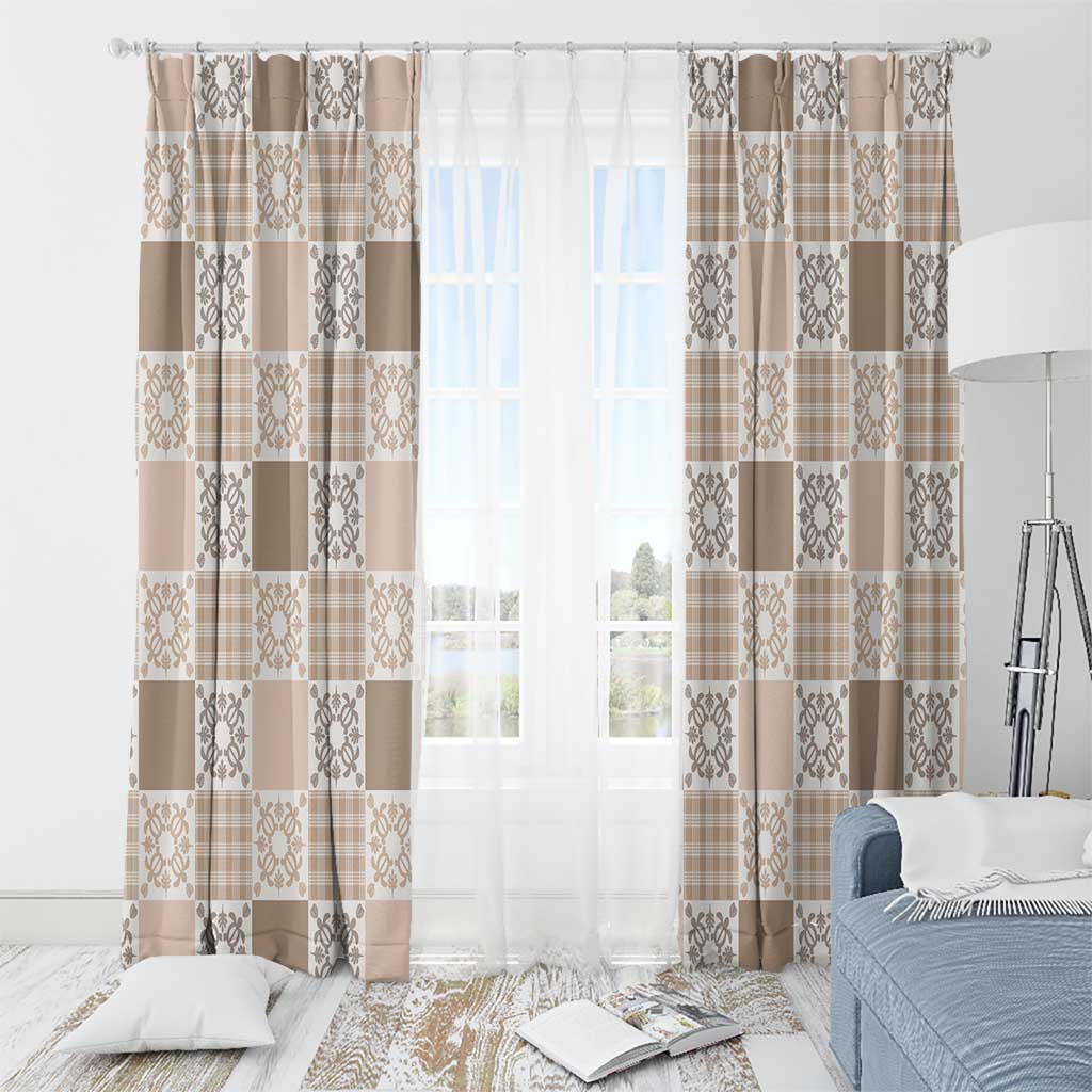 Hawaiian Palaka Quilt Pattern Window Curtain Hawaii Culture Honu Turtle LT9 - Polynesian Pride