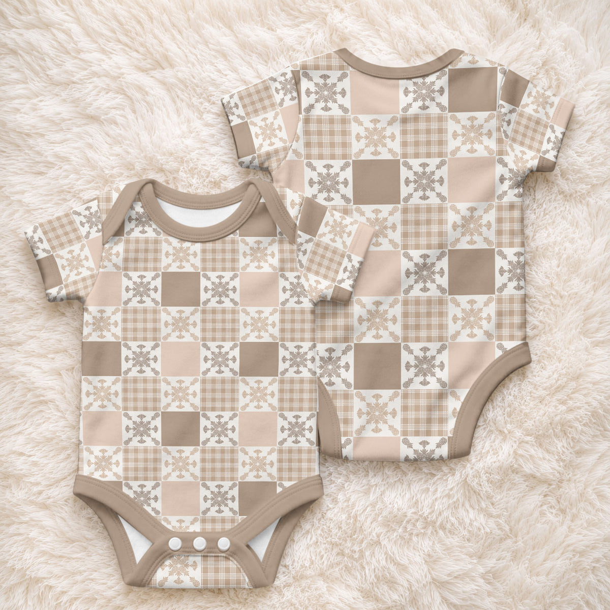 Hawaiian Palaka Quilt Pattern Baby Onesie Hawaii Culture Pineapple LT9 - Polynesian Pride