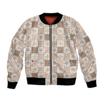 Hawaiian Palaka Quilt Pattern Bomber Jacket Hawaii Culture Pineapple LT9 Unisex Beige - Polynesian Pride