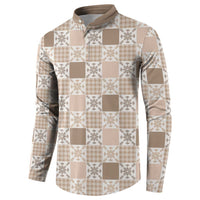 Hawaiian Palaka Quilt Pattern Button Sweatshirt Hawaii Culture Pineapple LT9 - Polynesian Pride