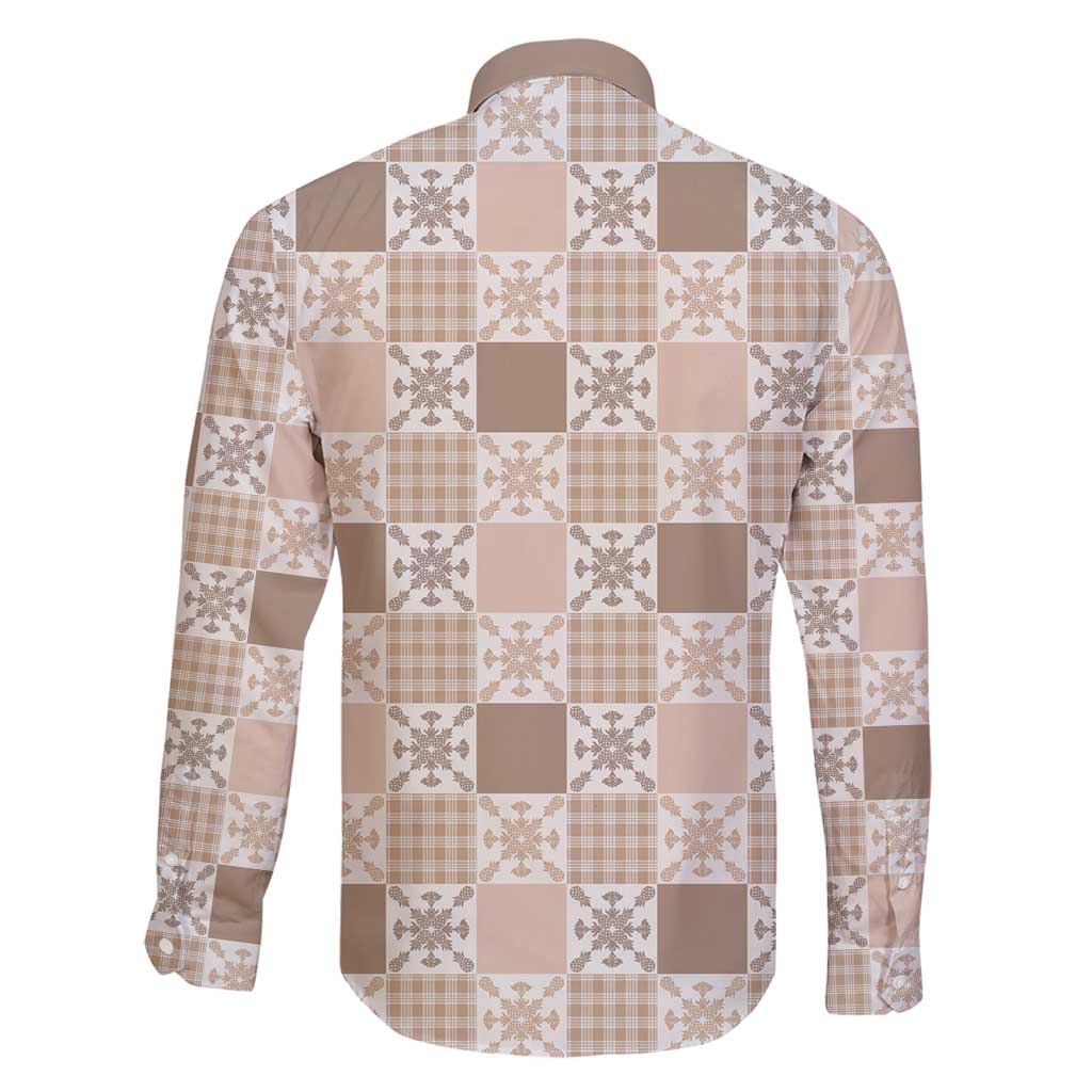 Hawaiian Palaka Quilt Pattern Family Matching Long Sleeve Bodycon Dress and Hawaiian Shirt Hawaii Culture Pineapple - Polynesian Pride