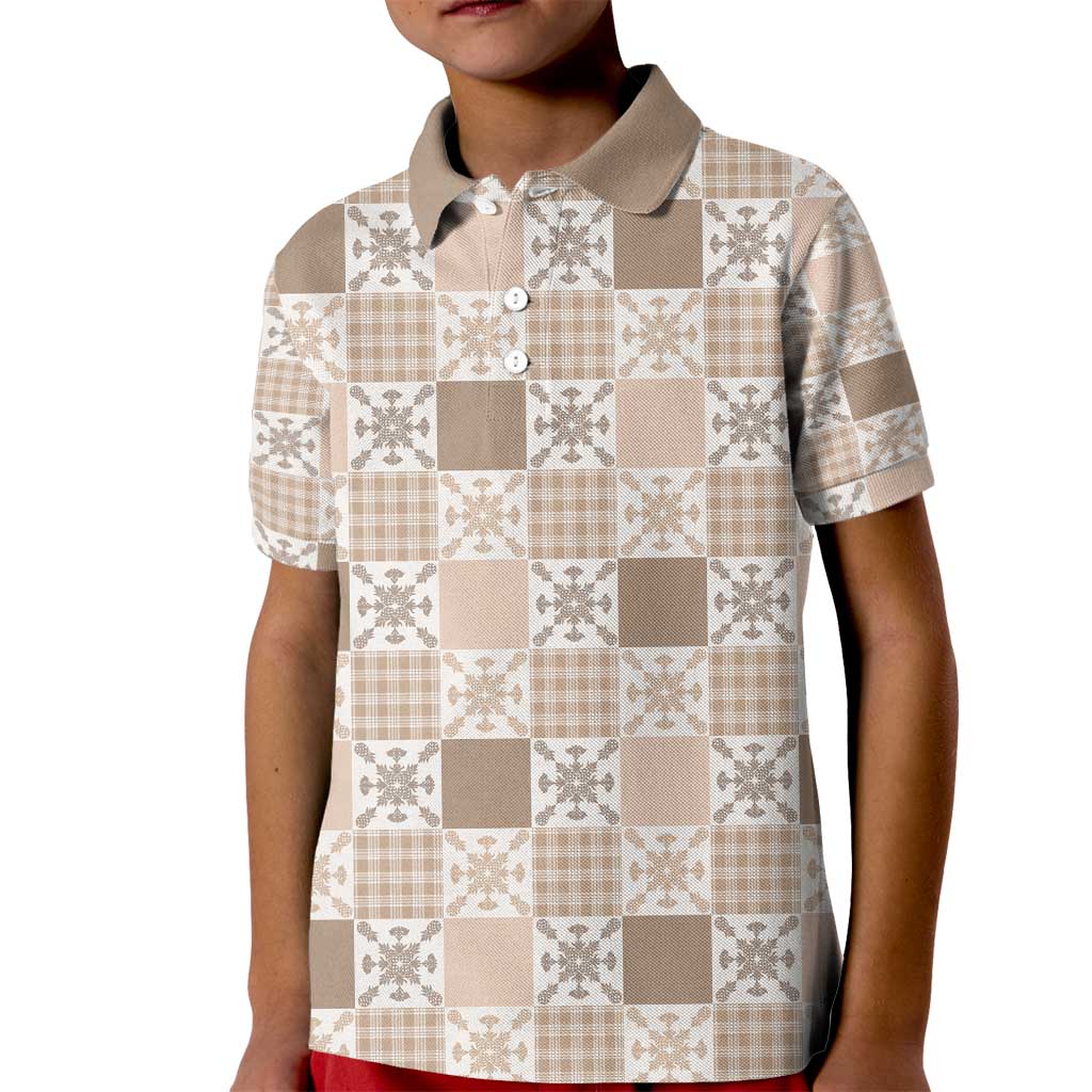 Hawaiian Palaka Quilt Pattern Kid Polo Shirt Hawaii Culture Pineapple - Polynesian Pride