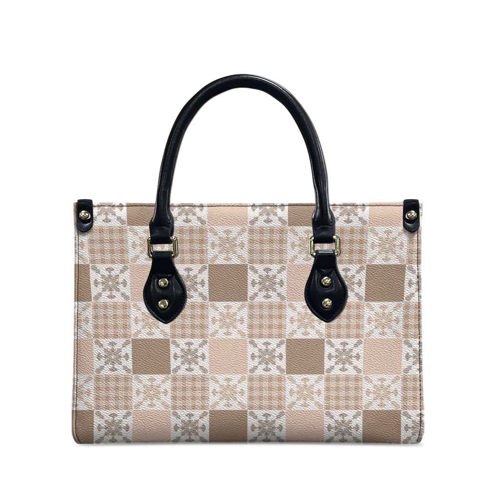 Hawaiian Palaka Quilt Pattern Leather Bag Hawaii Culture Pineapple - Polynesian Pride