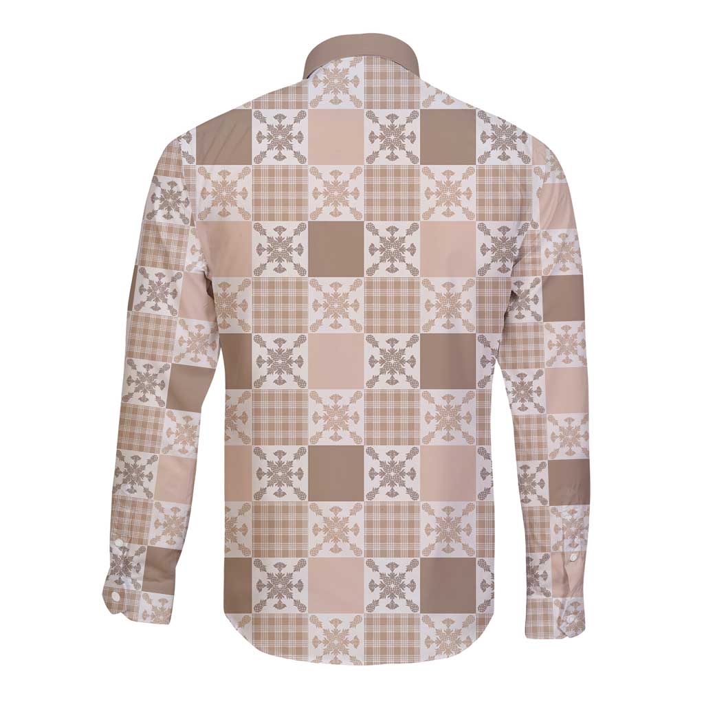Hawaiian Palaka Quilt Pattern Long Sleeve Button Shirt Hawaii Culture Pineapple LT9 - Polynesian Pride