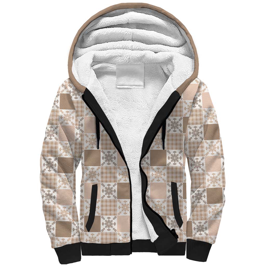 Hawaiian Palaka Quilt Pattern Sherpa Hoodie Hawaii Culture Pineapple - Polynesian Pride