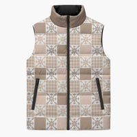 Hawaiian Palaka Quilt Pattern Sleeveless Puffer Jacket Hawaii Culture Pineapple LT9 Unisex Beige - Polynesian Pride