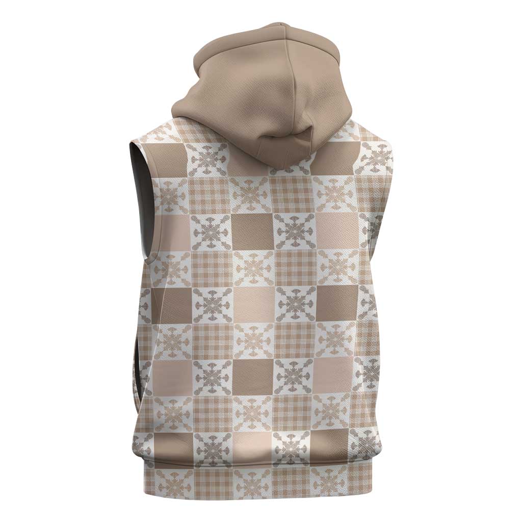 Hawaiian Palaka Quilt Pattern Sleeveless Zip Hoodie Hawaii Culture Pineapple - Polynesian Pride