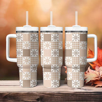 Hawaiian Palaka Quilt Pattern Tumbler With Handle Hawaii Culture Pineapple - Polynesian Pride