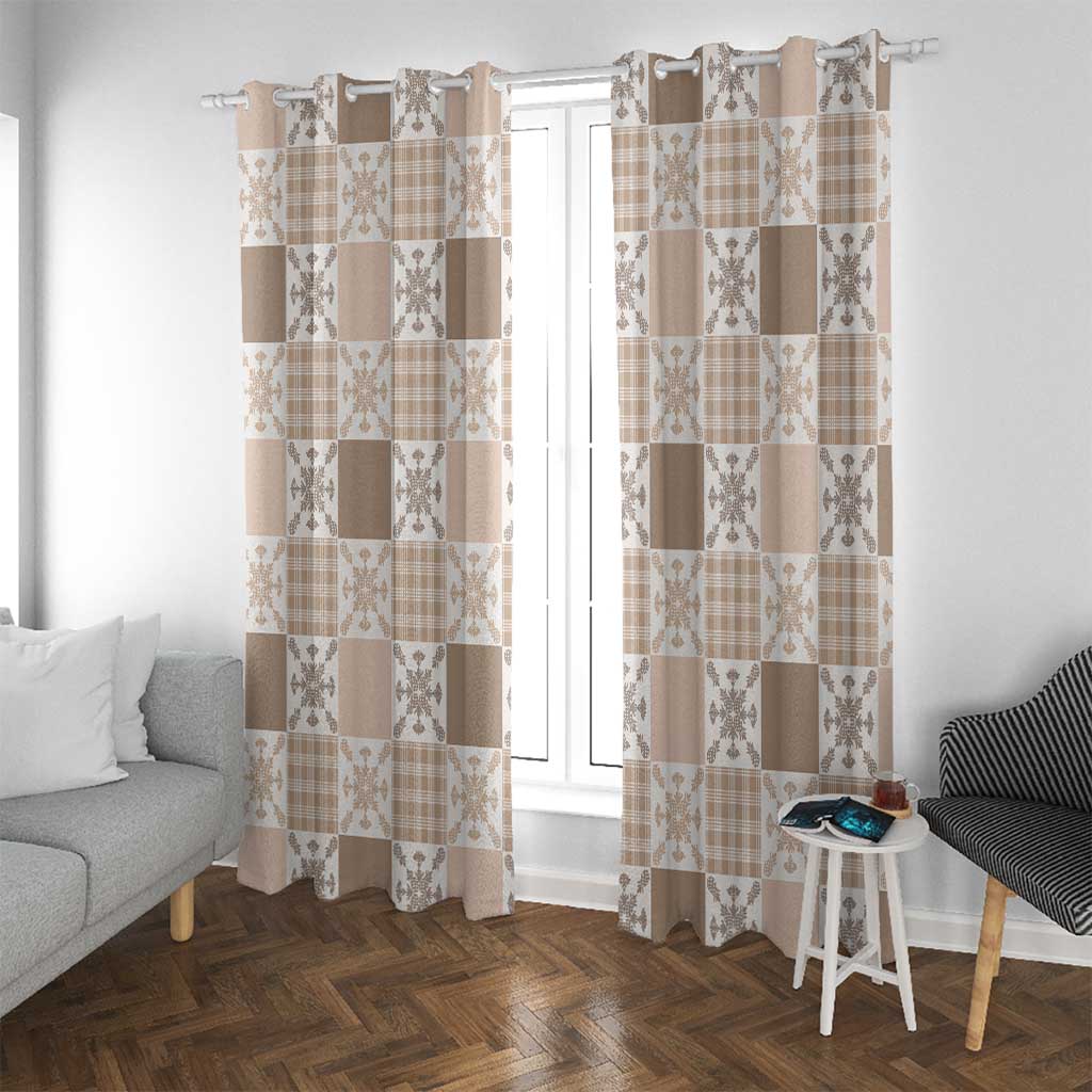 Hawaiian Palaka Quilt Pattern Window Curtain Hawaii Culture Pineapple - Polynesian Pride