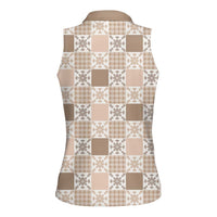 Hawaiian Palaka Quilt Pattern Women Sleeveless Polo Shirt Hawaii Culture Pineapple - Polynesian Pride