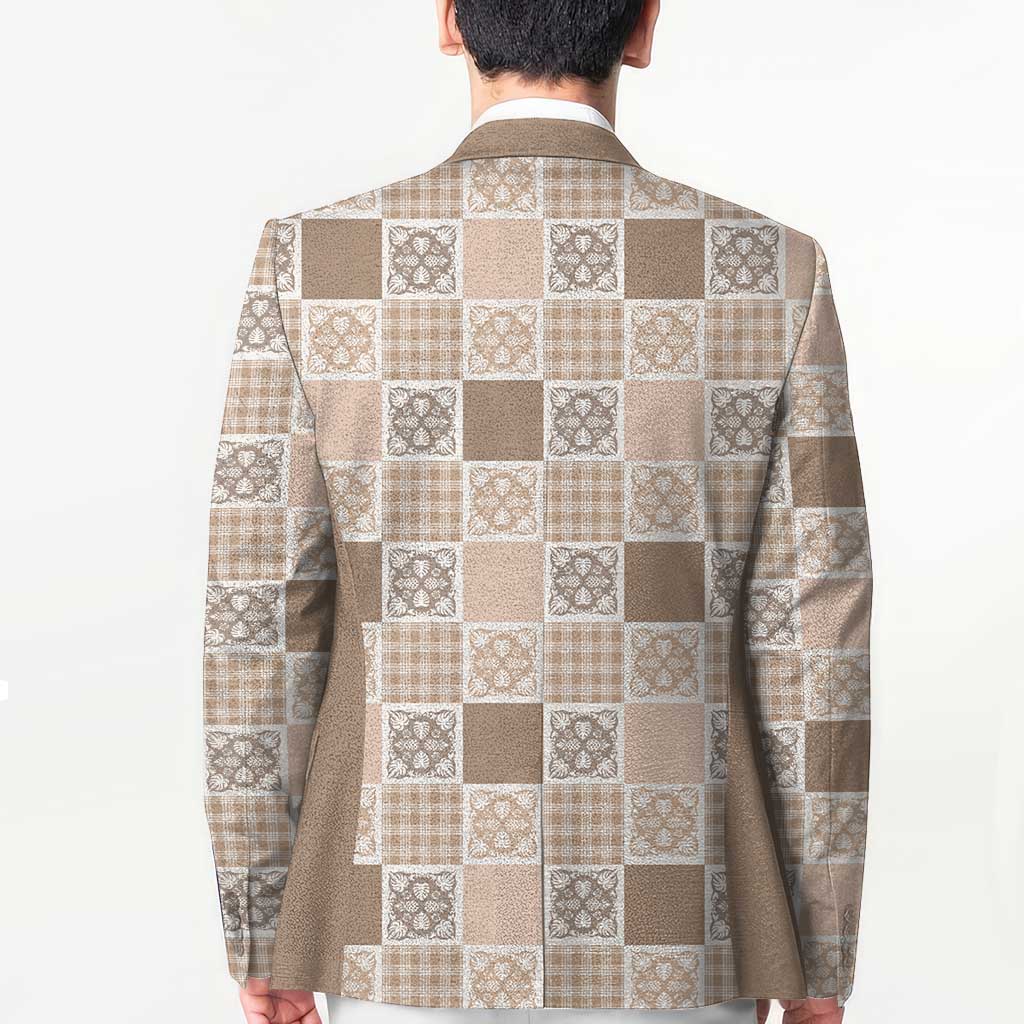 Hawaiian Palaka Quilt Pattern Blazer Hawaii Culture Tropical Flowers Mix - Polynesian Pride