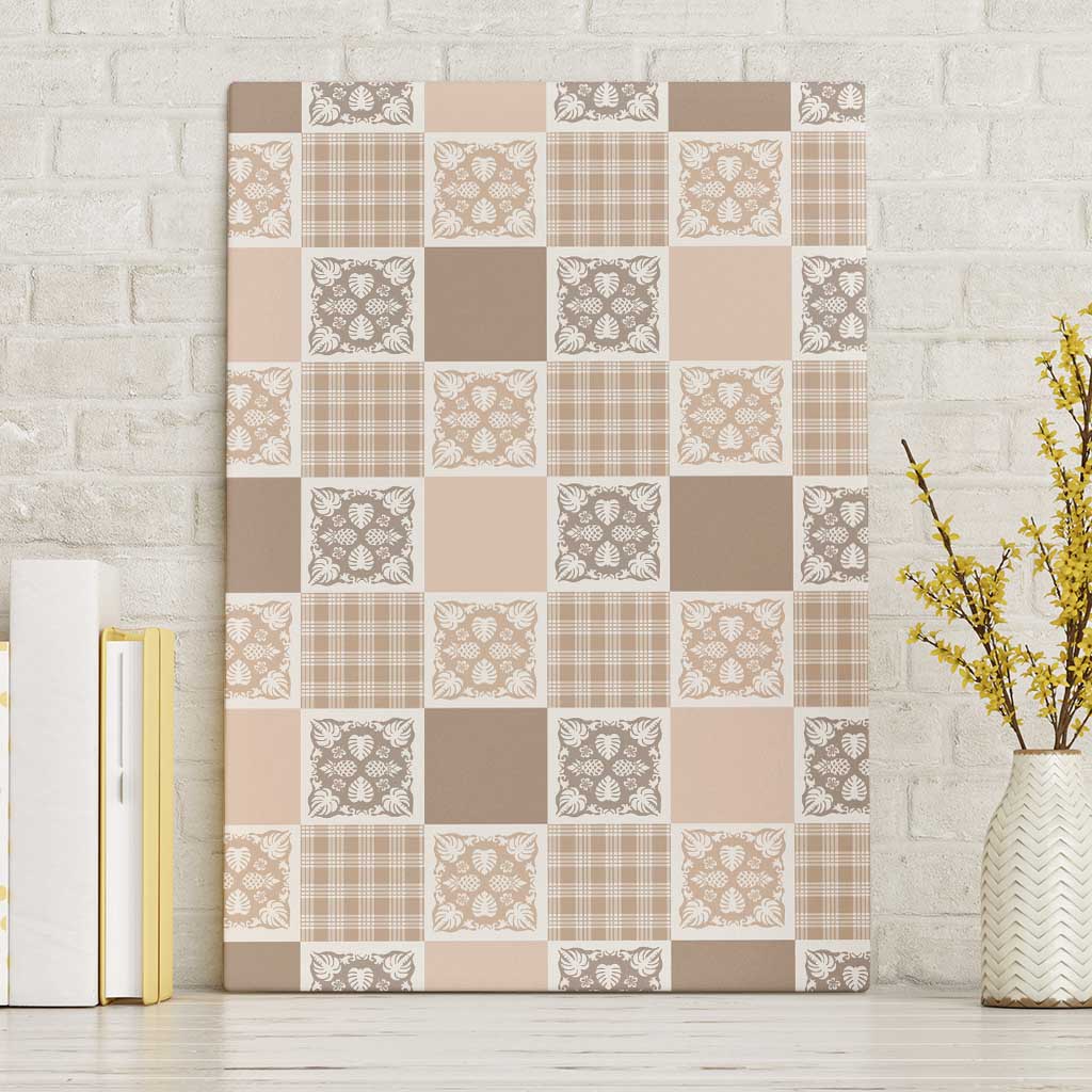 Hawaiian Palaka Quilt Pattern Canvas Wall Art Hawaii Culture Tropical Flowers Mix - Polynesian Pride
