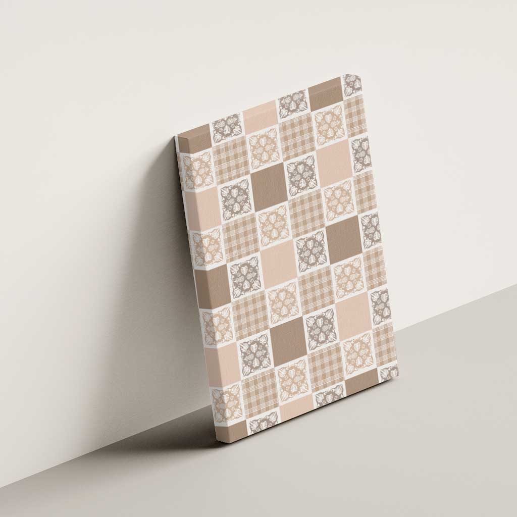 Hawaiian Palaka Quilt Pattern Canvas Wall Art Hawaii Culture Tropical Flowers Mix - Polynesian Pride