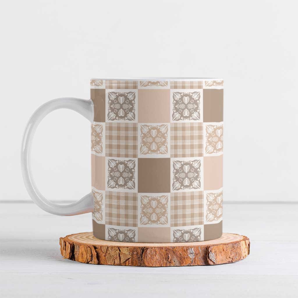 Hawaiian Palaka Quilt Pattern Ceramic Mug Hawaii Culture Tropical Flowers Mix - Polynesian Pride
