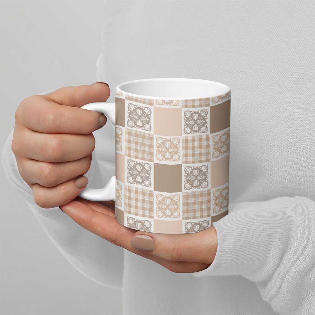 Hawaiian Palaka Quilt Pattern Ceramic Mug Hawaii Culture Tropical Flowers Mix - Polynesian Pride