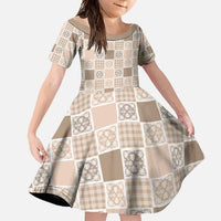 Hawaiian Palaka Quilt Pattern Family Matching Tank Maxi Dress and Hawaiian Shirt Hawaii Culture Tropical Flowers Mix - Polynesian Pride