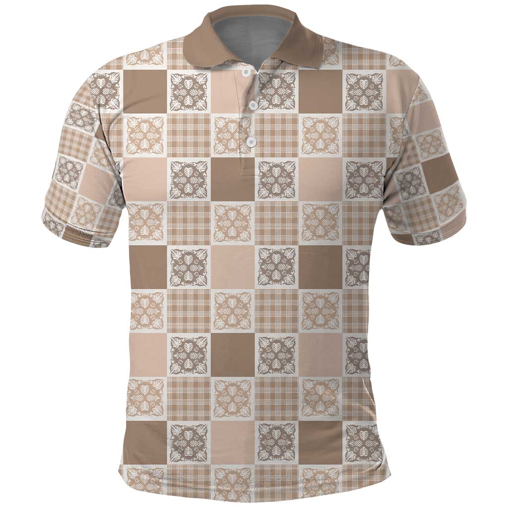 Hawaiian Palaka Quilt Pattern Polo Shirt Hawaii Culture Tropical Flowers Mix - Polynesian Pride