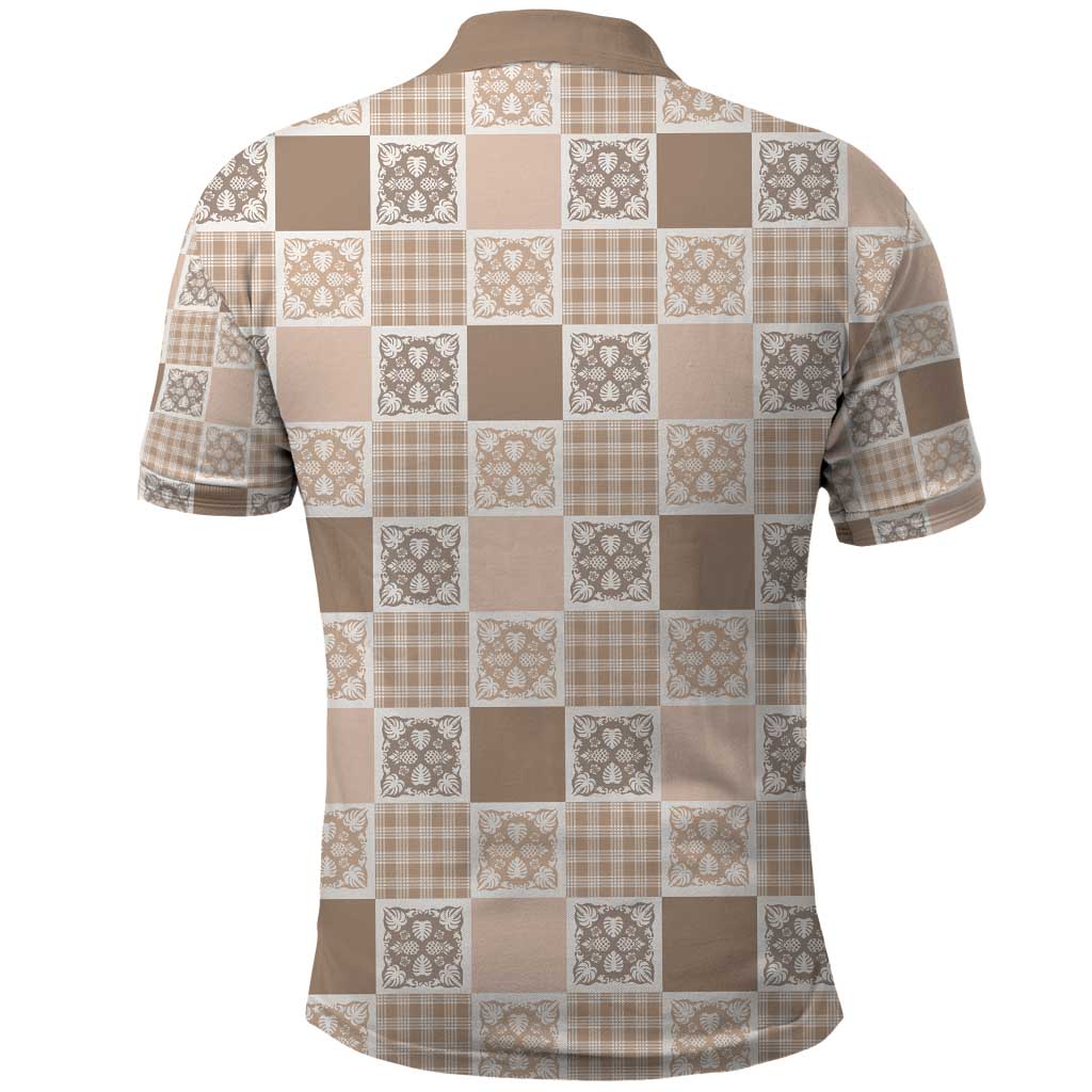 Hawaiian Palaka Quilt Pattern Polo Shirt Hawaii Culture Tropical Flowers Mix - Polynesian Pride