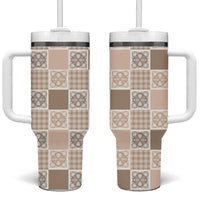 Hawaiian Palaka Quilt Pattern Tumbler With Handle Hawaii Culture Tropical Flowers Mix - Polynesian Pride