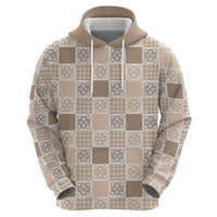 Hawaiian Palaka Quilt Pattern Zip Hoodie Hawaii Culture Tropical Flowers Mix - Polynesian Pride