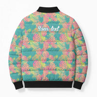Seamless Hawaiian Quilt Pattern Bomber Puffer Jacket Hawaii Culture Palm Leaf Tropical - Polynesian Pride