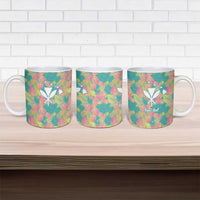 Seamless Hawaiian Quilt Pattern Ceramic Mug Hawaii Culture Palm Leaf Tropical - Polynesian Pride