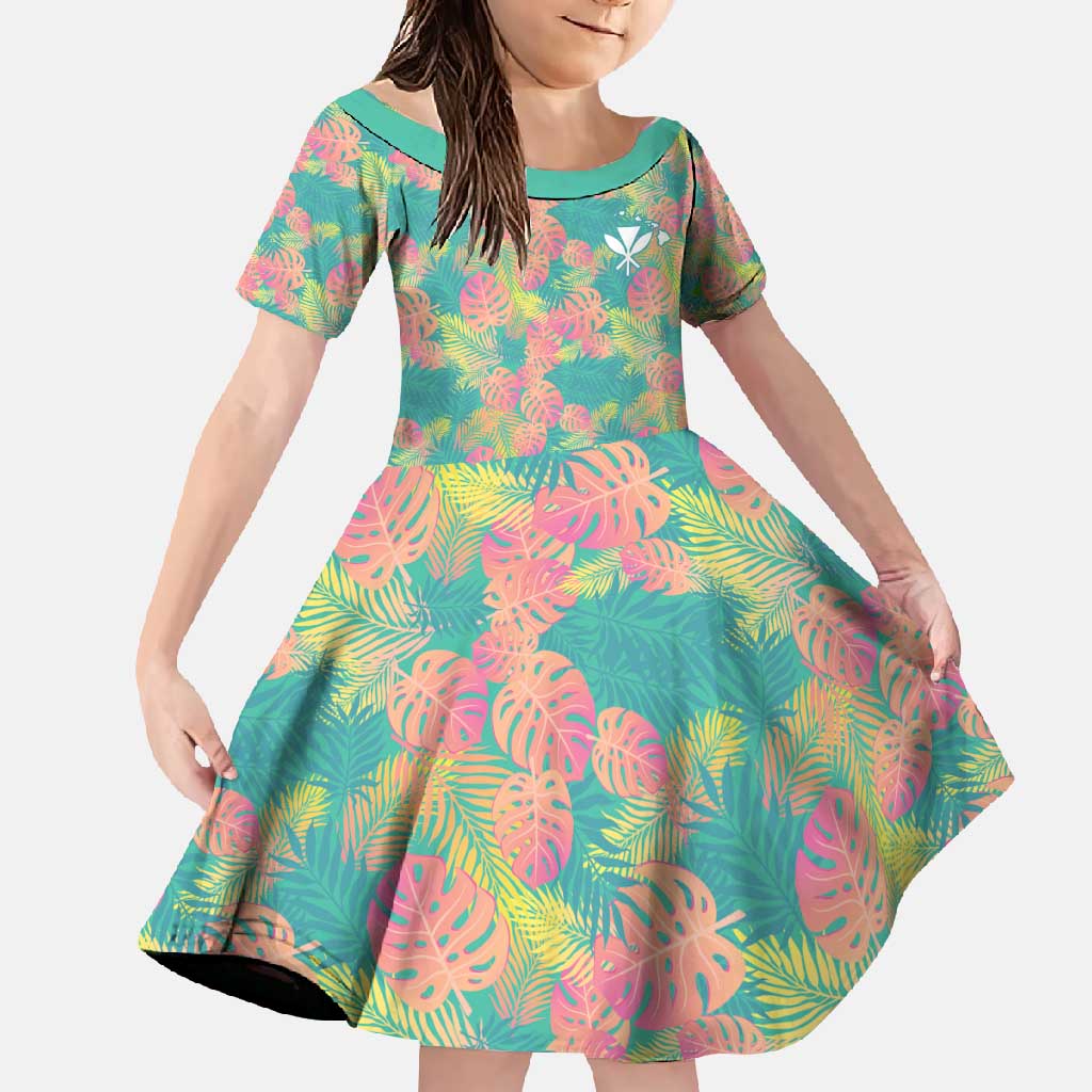 Seamless Hawaiian Quilt Pattern Family Matching Off Shoulder Maxi Dress and Hawaiian Shirt Hawaii Culture Palm Leaf Tropical - Polynesian Pride