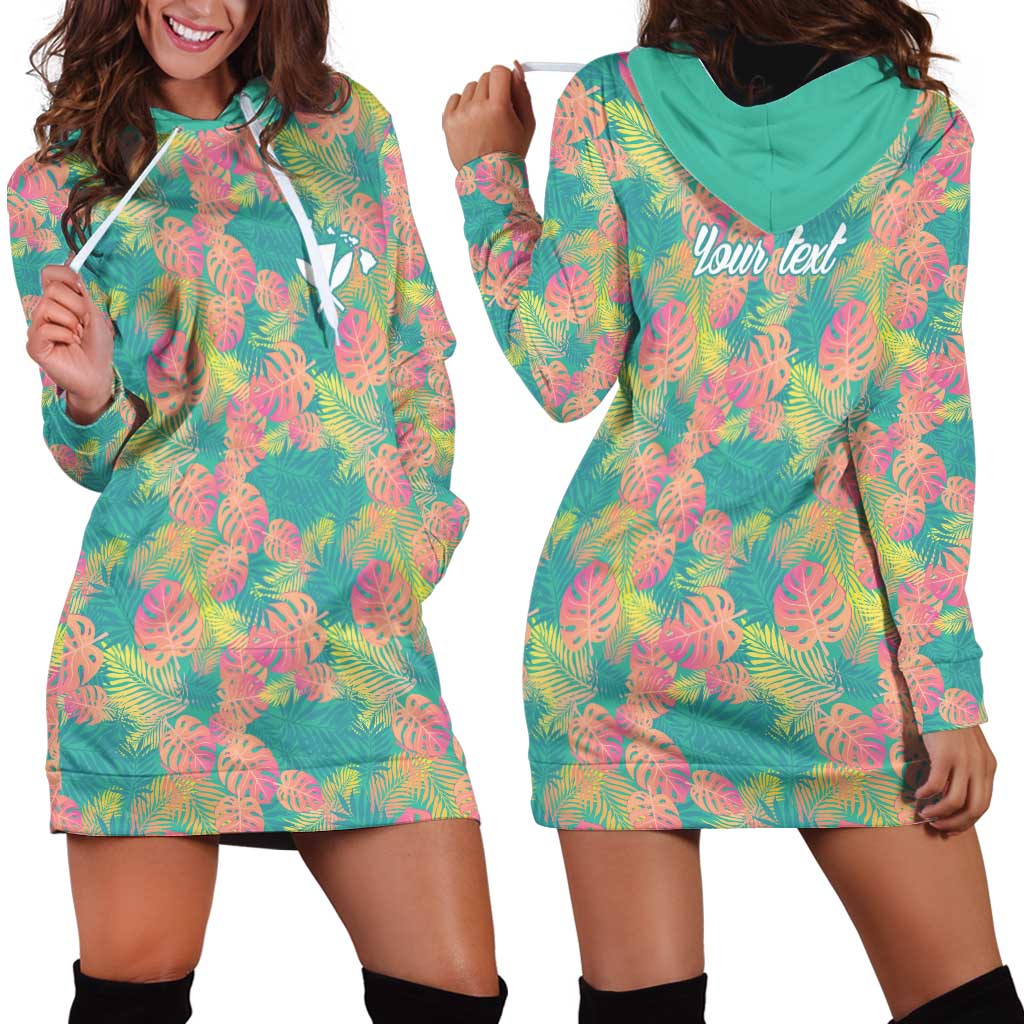 Seamless Hawaiian Quilt Pattern Hoodie Dress Hawaii Culture Palm Leaf Tropical - Polynesian Pride
