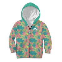 Seamless Hawaiian Quilt Pattern Kid Hoodie Hawaii Culture Palm Leaf Tropical - Polynesian Pride