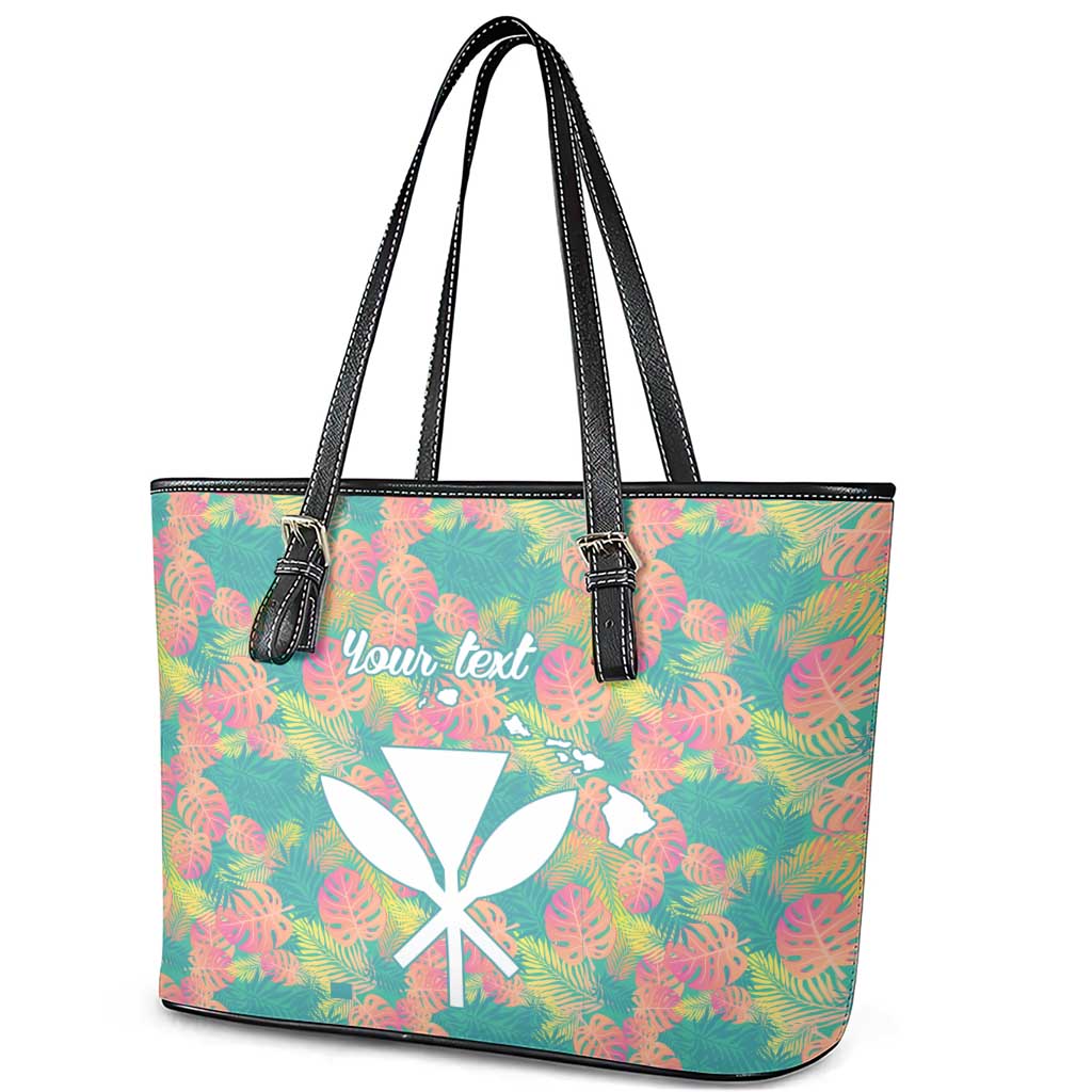 Seamless Hawaiian Quilt Pattern Leather Tote Bag Hawaii Culture Palm Leaf Tropical - Polynesian Pride