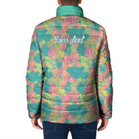 Seamless Hawaiian Quilt Pattern Padded Jacket Hawaii Culture Palm Leaf Tropical - Polynesian Pride