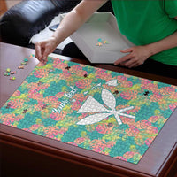 Seamless Hawaiian Quilt Pattern Puzzle Hawaii Culture Palm Leaf Tropical - Polynesian Pride