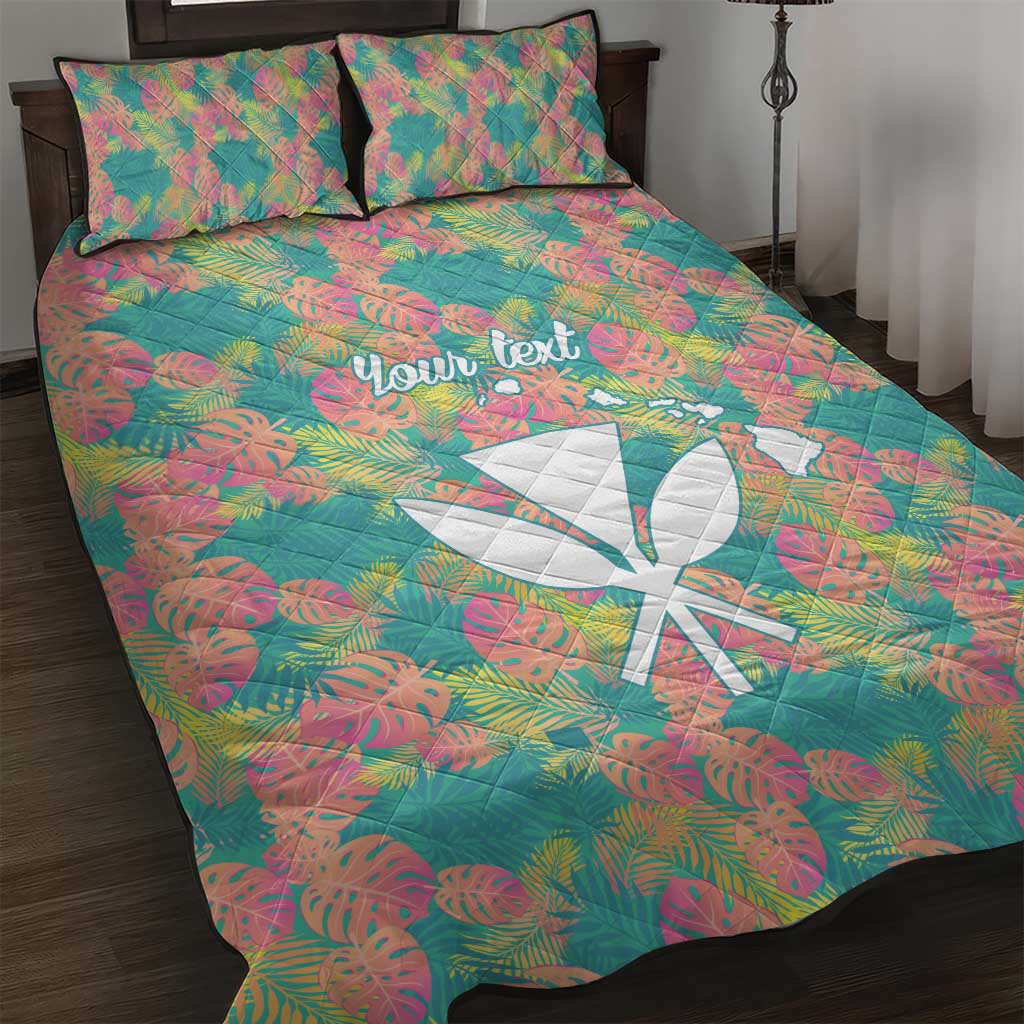 Seamless Hawaiian Quilt Pattern Quilt Bed Set Hawaii Culture Palm Leaf Tropical - Polynesian Pride